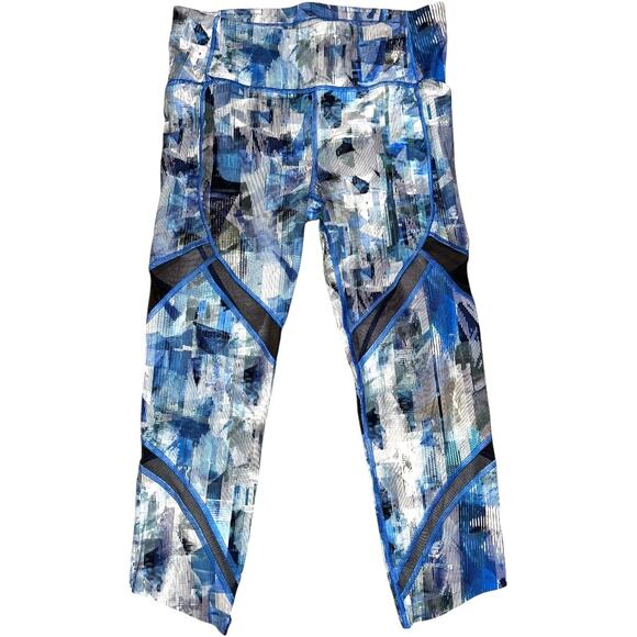 Lululemon On Pace Crop *21" Sun Dazed Multi Blue Size 8 EUC - Picture 1 of 9